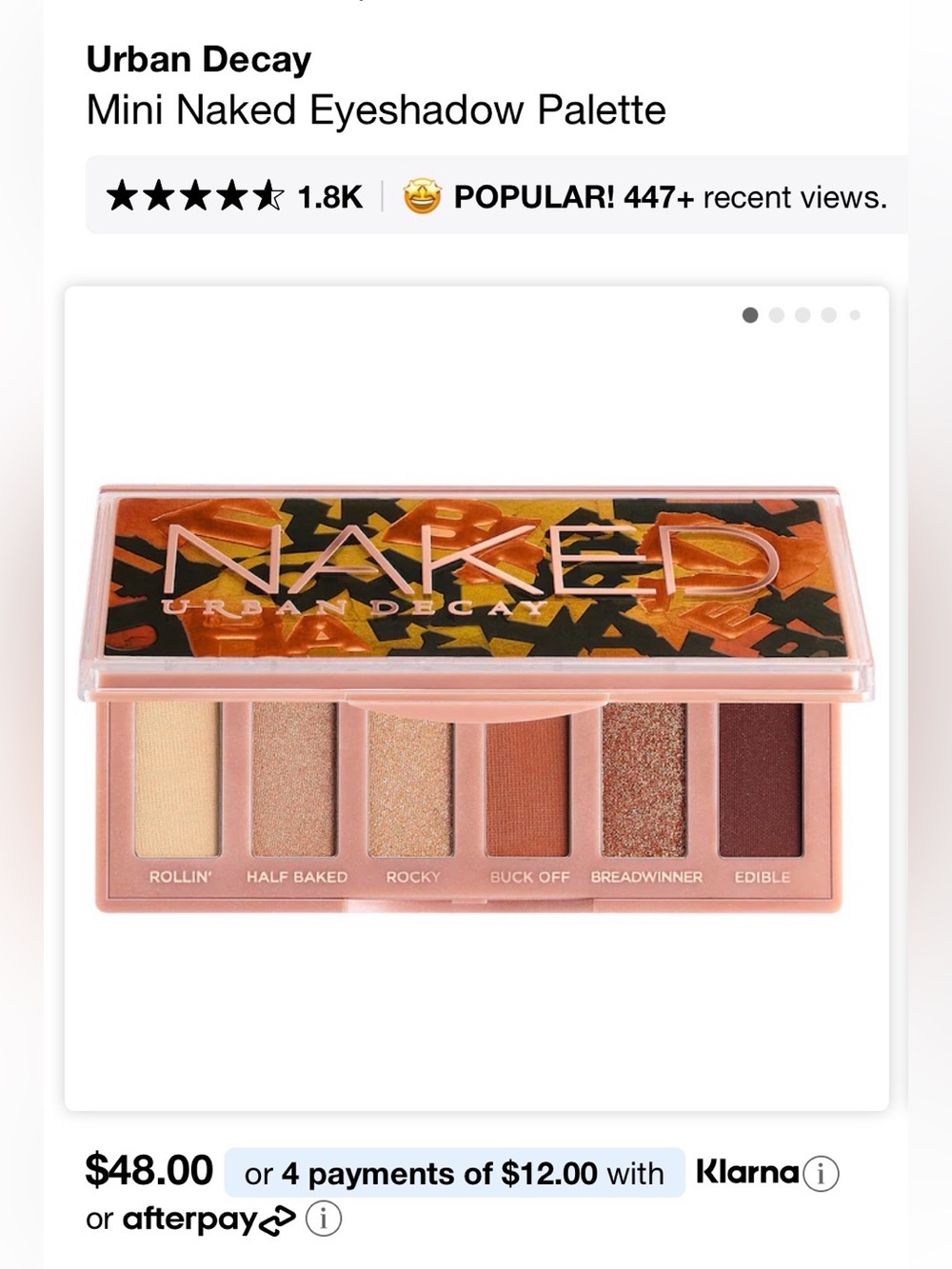 Urban Decay Mini Naked Eyeshadow Palette Sin